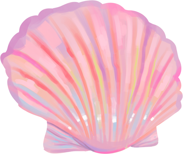 Dreamy Soft Painterly Holographic Seashell